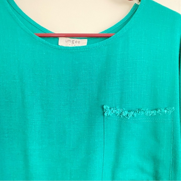Umgee teal linen/rayon tunic, size S. - Picture 3 of 7
